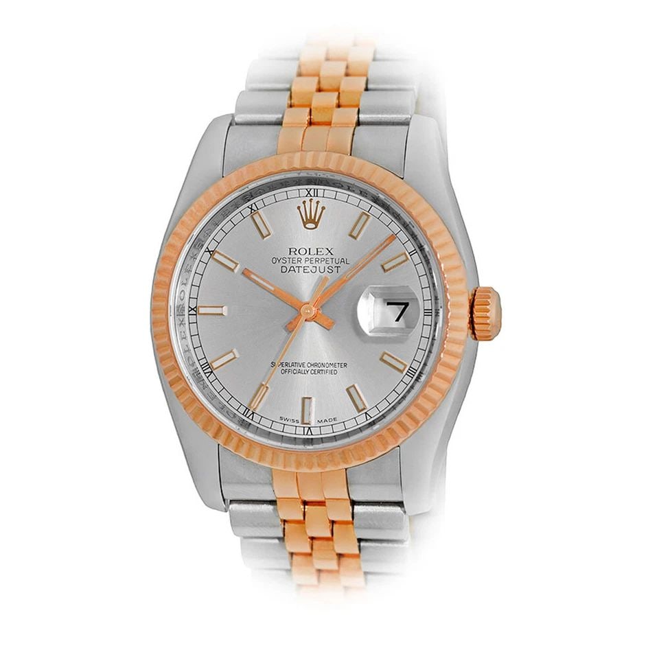 ROLEX STAINLESS STEEL & 18K ROSE GOLD 36MM DATEJUST 116231 BOX WARRANTY: ROLEX STAINLESS STEEL & 18K ROSE GOLD 36MM DATEJUST 116231 BOX WARRANTY ROLEX Stainless Steel & 18K Rose Gold 36mm Datejust 116231 box warranty Pre-Owned Gent's Stainless Steel & 18K Rose Gold 36mm Ro