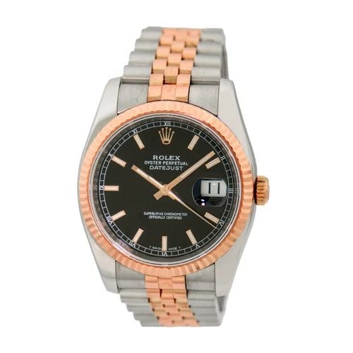 ROLEX STAINLESS STEEL & 18K ROSE GOLD 36MM DATEJUST 116231 BOX WARRANTY MINTY (1 of 1)