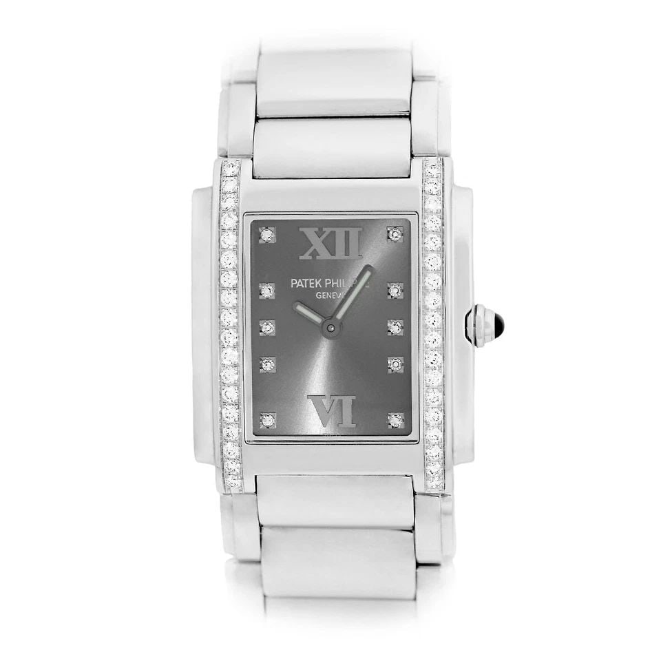 PATEK PHILIPPE STAINLESS STEEL 25MM DIAMOND 4910 TWENTY-4 BOX WARRANTY MINTY: PATEK PHILIPPE STAINLESS STEEL 25MM DIAMOND 4910 TWENTY-4 BOX WARRANTY MINTY PATEK PHILIPPE Stainless Steel 25mm Diamond Twenty 4 Box Warranty 4910/10A MINTY Lady's Stainless Steel 25mm Patek Philippe