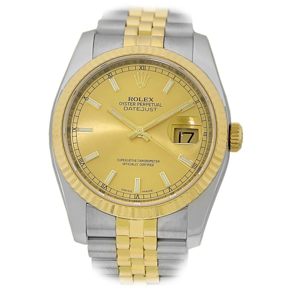 ROLEX STAINLESS STEEL & 18K YELLOW GOLD 36MM DATEJUST 116233 BOX WARRANTY MINTY: ROLEX STAINLESS STEEL & 18K YELLOW GOLD 36MM DATEJUST 116233 BOX WARRANTY MINTY ROLEX Stainless Steel & 18K Yellow Gold 36mm "Datejust" 116233 Box Waranty Pre-Owned Gent's Stainless Steel & 18K Yellow