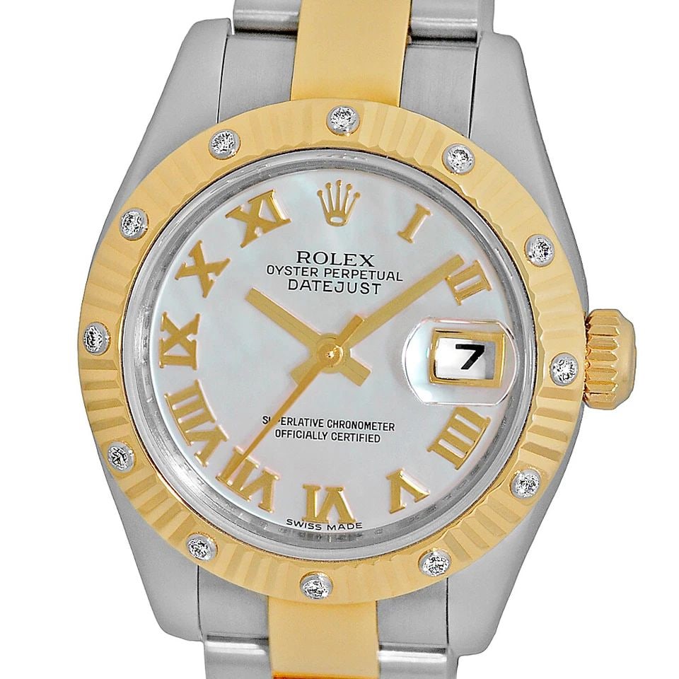 ROLEX STEEL & 18K YELLOW GOLD DIAMOND DATEJUST MOP DIAL 179313 BOX MINTY: ROLEX STEEL & 18K YELLOW GOLD DIAMOND DATEJUST MOP DIAL 179313 BOX PAPERS MINTY ROLEX Steel & 18K Yellow Gold Diamond Datejust MOP Dial 179313 Box Papers MINTY Certified Pre-Owned Lady's Stainless Ste