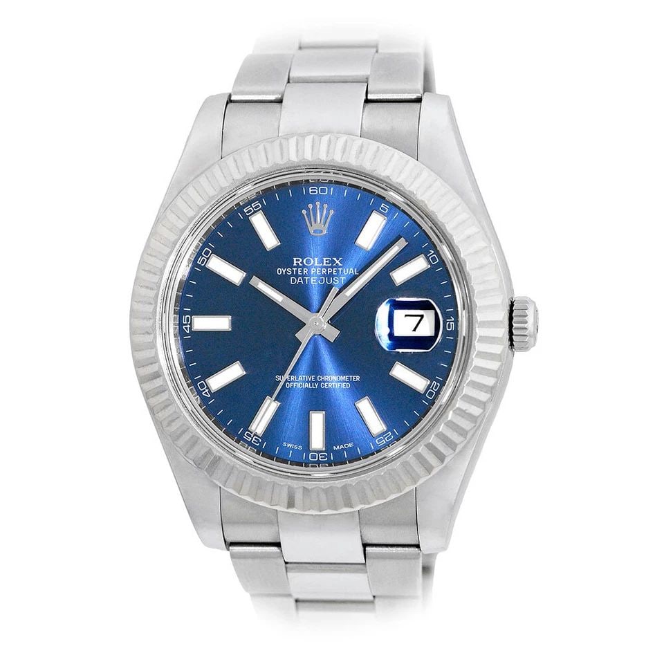 ROLEX STAINLESS STEEL 41MM DATEJUST II BLUE DIAL 116334 WARRANTY BOX MINTY: ROLEX STAINLESS STEEL 41MM DATEJUST II BLUE DIAL 116334 WARRANTY BOX MINTY ROLEX Stainless Steel 41mm Datejust II Blue Dial 116334 Warranty Box MINTY Pre-Owned Gent's Stainless Steel 41mm Rolex "Datej