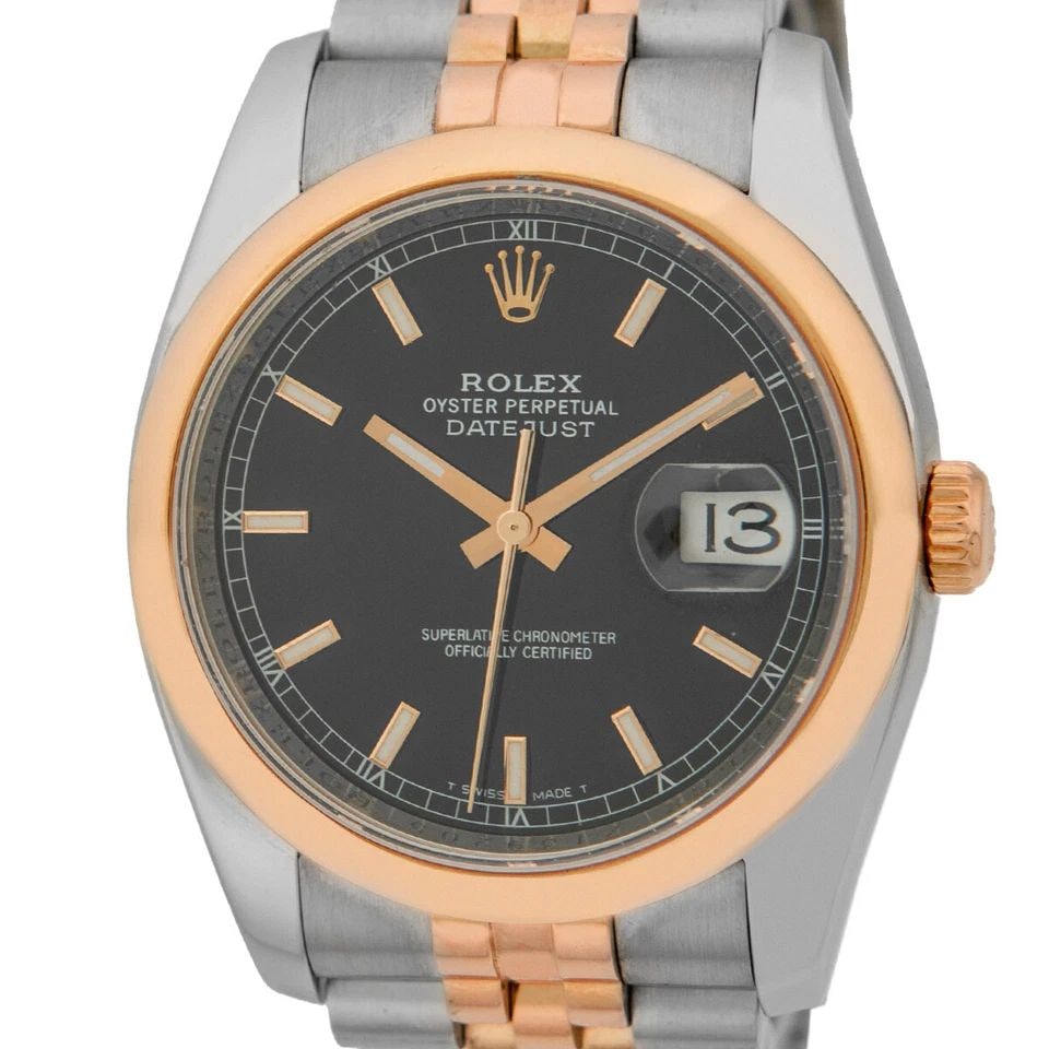 ROLEX GENT'S STEEL 18K ROSE PINK GOLD DATEJUST 36MM 116201 BOX WARRANTY MINTY: ROLEX GENT'S STEEL 18K ROSE PINK GOLD DATEJUST 36MM 116201 BOX WARRANTY MINTY ROLEX Gent's Steel 18K Rose Pink Gold Datejust 36mm 116201 Box Warranty MINTY Gent's Stainless Steel and 18K Rose Gold Rol