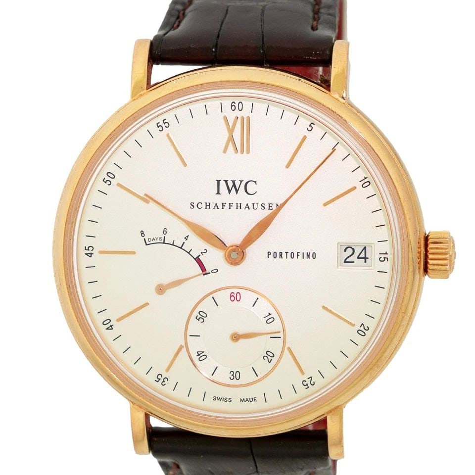 IWC 18K ROSE GOLD 45MM PORTOFINO POWER RESERVE IW510107 BOX WARRANTY MINTY: IWC 18K ROSE GOLD 45MM PORTOFINO POWER RESERVE IW510107 BOX WARRANTY MINTY BRAND: IWC Model: Portofino Power Reserve Reference No: IW510107 Gender: Gent’s Movement: Handmade Swiss Mechanical (hand-w