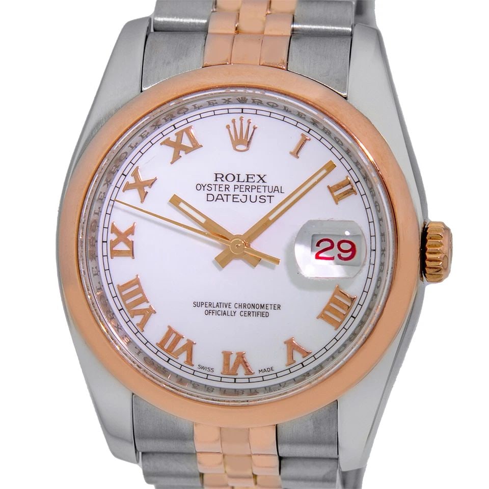 ROLEX GENT'S STEEL 18K ROSE PINK GOLD DATEJUST 36MM 116201 BOX WARRANTY MINTY: ROLEX GENT'S STEEL 18K ROSE PINK GOLD DATEJUST 36MM 116201 BOX WARRANTY MINTY ROLEX Gent's Steel 18K Rose Pink Gold Datejust 36mm 116201 Box Warranty MINTY Gent's Stainless Steel and 18K Rose Gold Rol