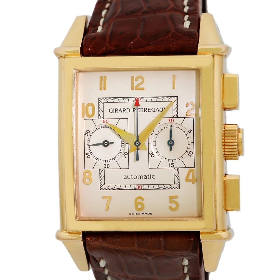 GIRARD PERREGAUX GENT 18K YELLOW GOLD VINTAGE 1999 CHRONOGRAPH 2599 BOX WARRANTY (1 of 2)