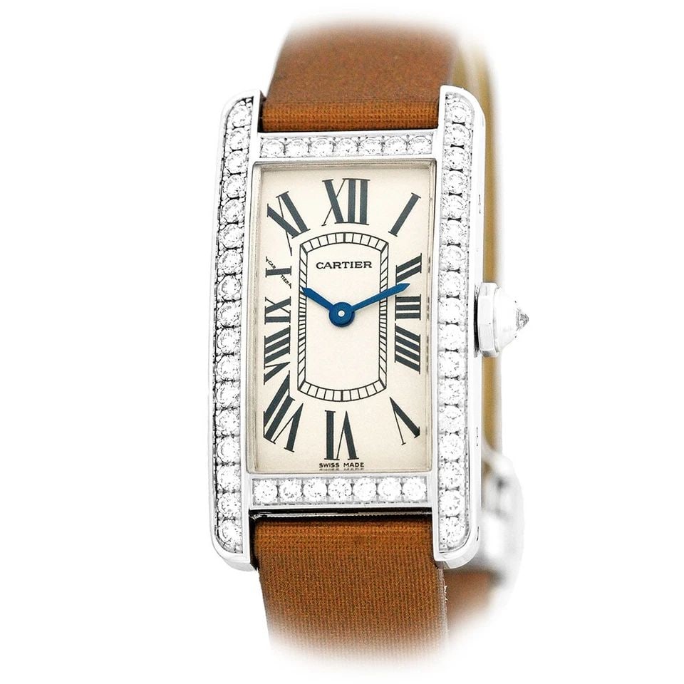CARTIER LADY 18K WHITE GOLD TANK AMÉRICAINE WJTA0003-2489 BOX WARRANTY MINTY (1 of 2)
