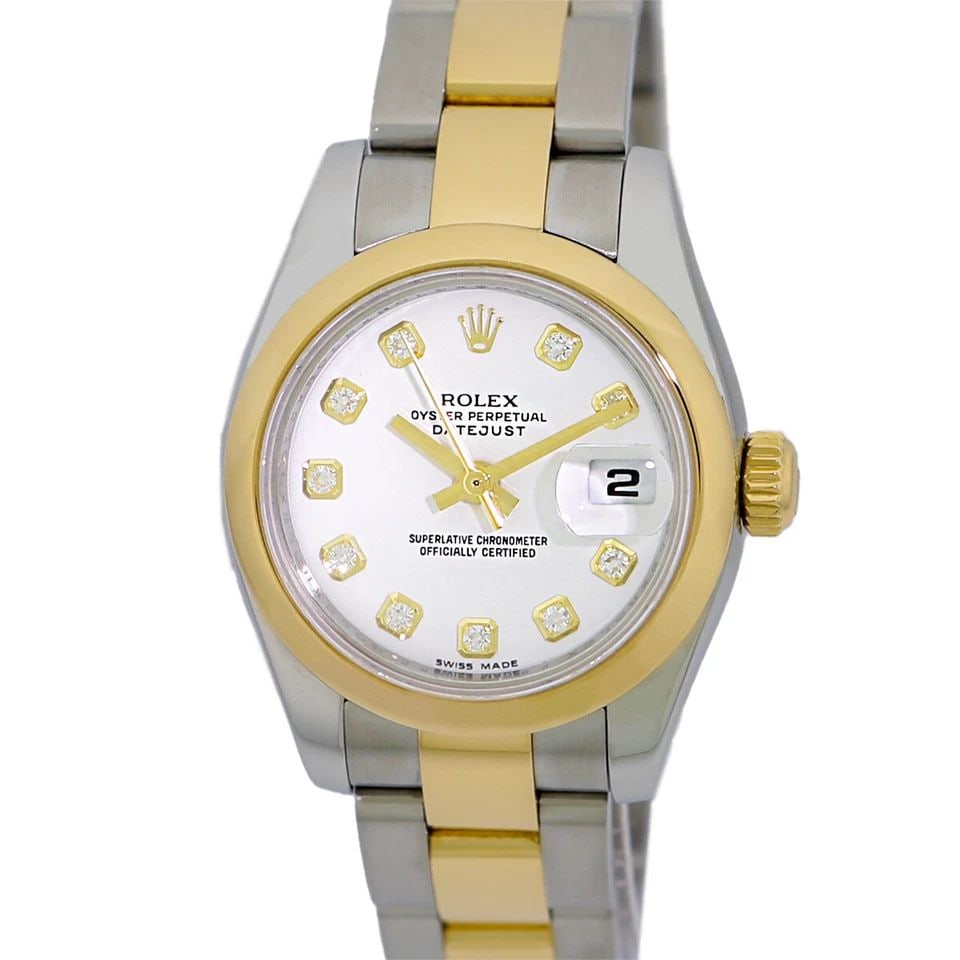 ROLEX 26MM STAINLESS STEEL & 18K YELLOW GOLD ROLEX DATEJUST DIAMOND 179163 MINTY: ROLEX 26MM STAINLESS STEEL & 18K YELLOW GOLD ROLEX DATEJUST DIAMOND 179163 MINTY ROLEX 26mm Stainless Steel & 18K Yellow Gold Rolex "Datejust" 179163 2014 Pre-Owned Lady's Stainless Steel & 18K Yellow