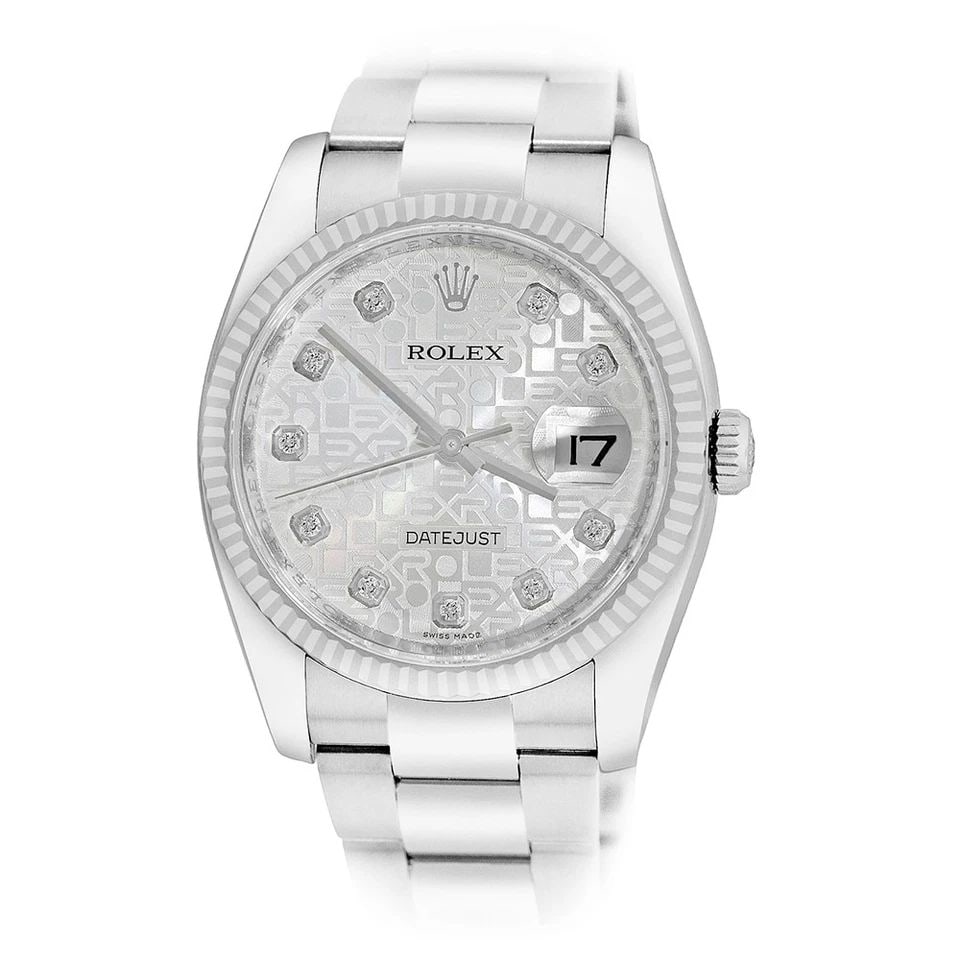 ROLEX STAINLESS STEEL 36MM DATEJUST 116234 BOX WARRANTY: ROLEX Certified Pre-Owned Stainless Steel 36mm "Datejust" Certified Pre-Owned Stainless Steel 36mm Rolex "Datejust" Item #: CDC092509 BRAND Rolex Model: Datejust Reference No: 116234 Gender: Gent's Mo