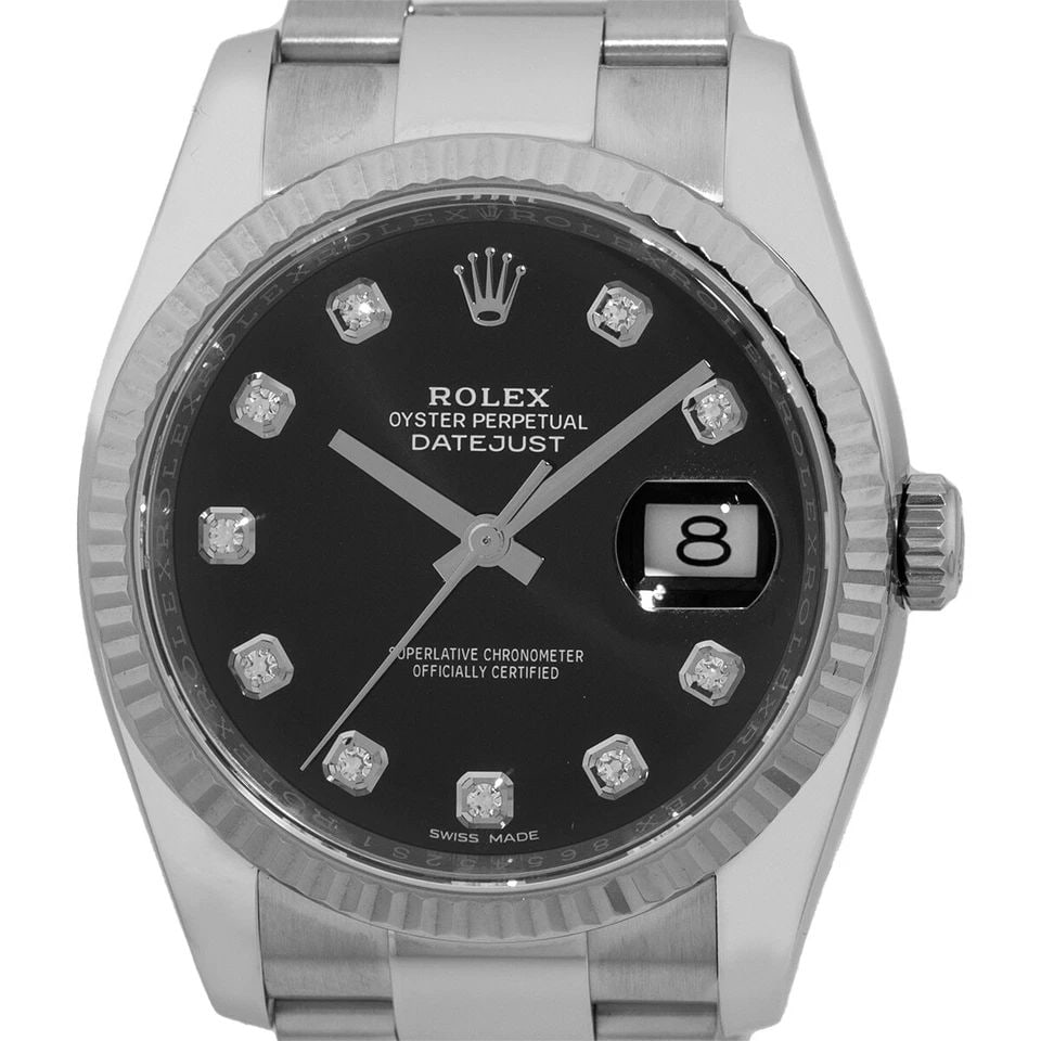 ROLEX STAINLESS STEEL 36MM DATEJUST FACTORY DIAMOND 116234 BOX WARRANTY MINTY: ROLEX STAINLESS STEEL 36MM DATEJUST FACTORY DIAMOND 116234 BOX WARRANTY MINTY ROLEX Stainless Steel 36mm "Datejust" Diamond 116234 box waranty Pre-Owned Stainless Steel 36mm Rolex "Datejust" 116234 Br