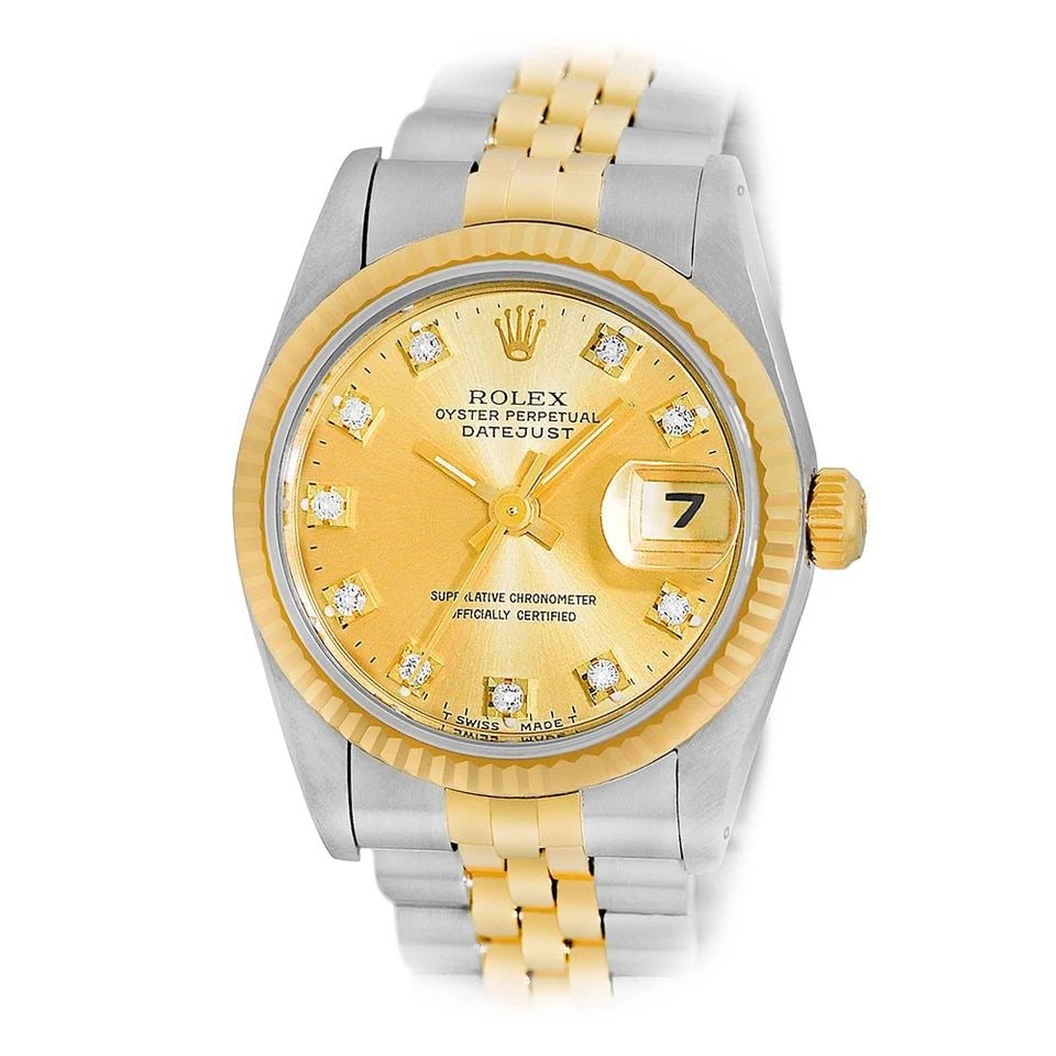 ROLEX STAINLESS STEEL & 18K YELLOW GOLD 31MM DATEJUST 68273 BOX WARRANTY: ROLEX STAINLESS STEEL & 18K YELLOW GOLD 31MM DATEJUST 68273 BOX WARRANTY BRAND: Rolex Model: Datejust Reference No: 68273 Case Measurements: Case Diameter: 31mm Case Thickness: 10.75mm Water Resistanc