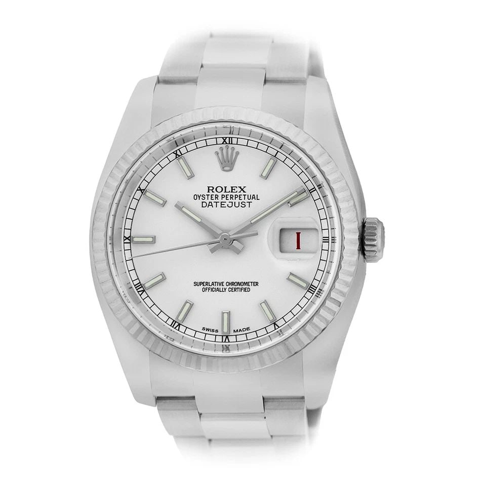 ROLEX STAINLESS STEEL 36MM DATEJUST 116234 BOX WARRANTY SERVICE: ROLEX STAINLESS STEEL 36MM DATEJUST 116234 BOX WARRANTY Brand: Rolex Model: Datejust Reference No: 116234 Gender: Gent's Movement: Handmade Swiss Chronometer Certified (COSC) Automatic Movement(Calibr