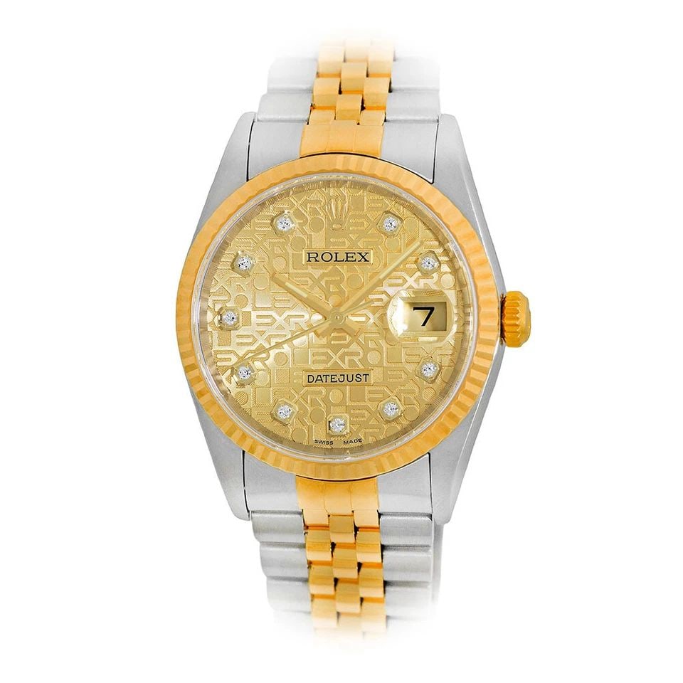 ROLEX STAINLESS STEEL & 18K YELLOW GOLD DATEJUST 16233 BOX WARRANTY MINTY: ROLEX STAINLESS STEEL & 18K YELLOW GOLD DATEJUST 16233 BOX WARRANTY MINTY BRAND: Rolex Model: Datejust Reference No: 16233 Gender: Gent’s Movement: Handmade Swiss Chronometer Certified (COSC) Automa