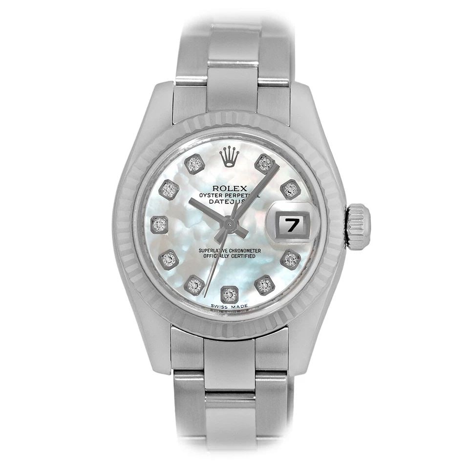 ROLEX STAINLESS STEEL 26MM DATEJUST 179174 MOTHER-OF-PEARL BOX WARRANTY: ROLEX STAINLESS STEEL 26MM DATEJUST 179174 MOTHER-OF-PEARL BOX WARRANTY ROLEX Stainless Steel 26mm Datejust 179174 Box MINTY Warranty Pre-Owned Lady's Stainless Steel 26mm Rolex "Datejust" Brand: Role