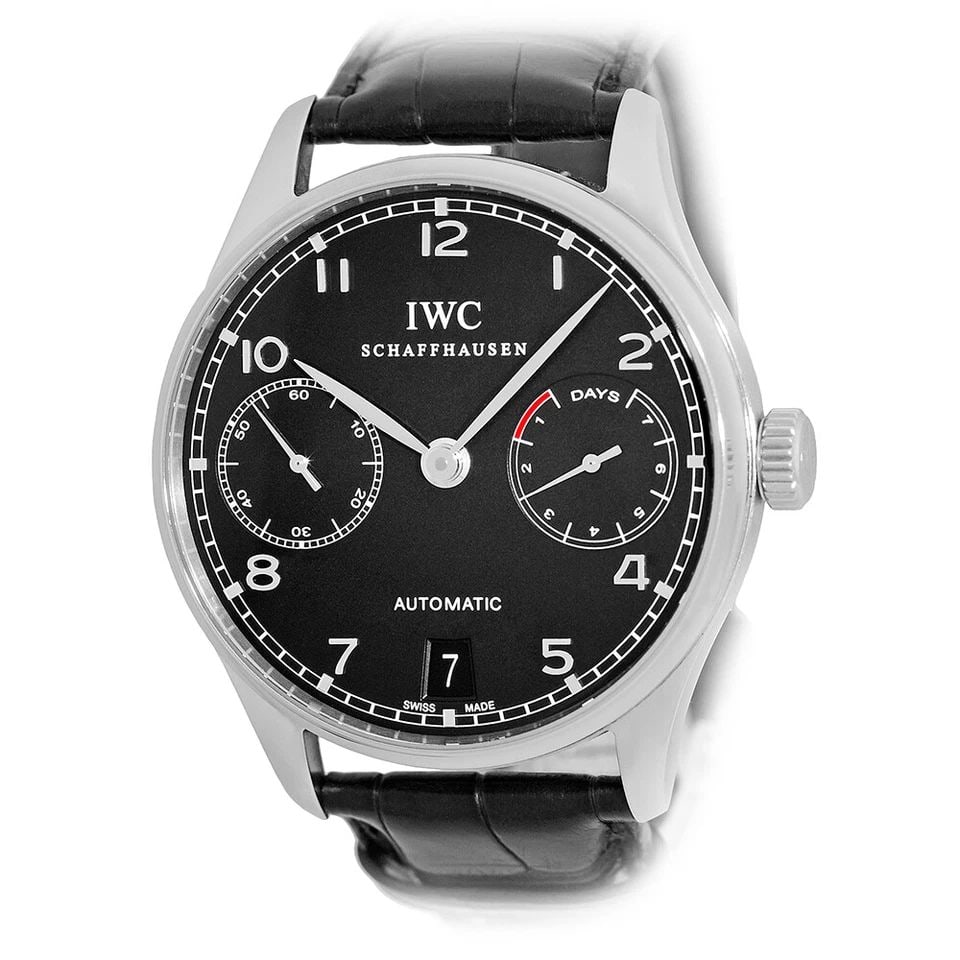 IWC STAINLESS STEEL 42MM PORTUGUESE 7 DAYS POWER RESERVE # 5001-09 BOX WARRANTY (1 of 2)