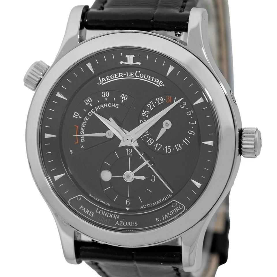 JAEGER LECOULTRE STEEL MASTER GEOGRAPHIC WORLD TIMER 142.8.92 BOX MINTY (1 of 2)