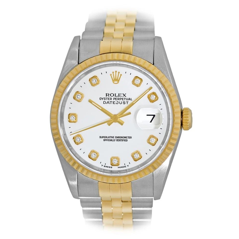 ROLEX STAINLESS STEEL & 18K YELLOW GOLD DATEJUST 16233 BOX WARRANTY MINTY: ROLEX STAINLESS STEEL & 18K YELLOW GOLD DATEJUST 16233 BOX WARRANTY MINTY ROLEX Stainless Steel & 18K Yellow Gold 36mm "Datejust" 16233 Box Waranty Pre-Owned Gent's Stainless Steel & 18K Yellow Gold 3