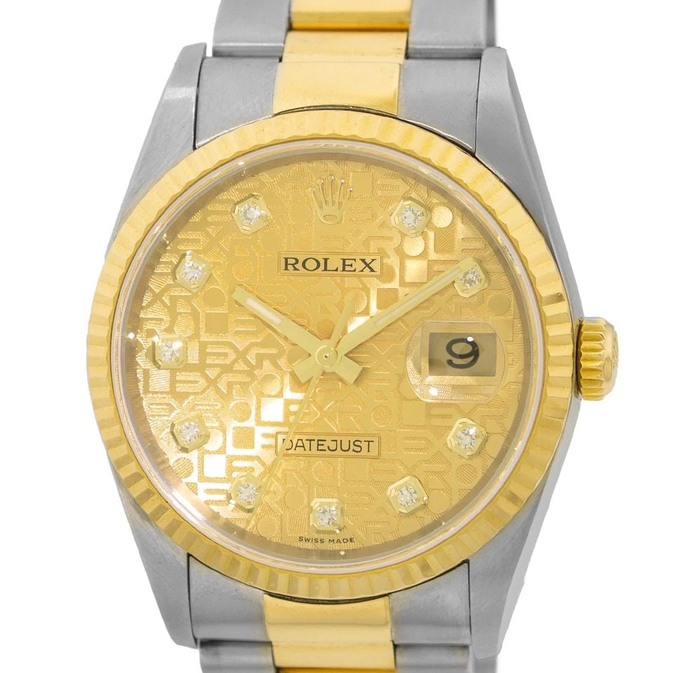 ROLEX STAINLESS STEEL & 18K YELLOW GOLD DIAMOND DATEJUST 16233 BOX WARRANTY: ROLEX Stainless Steel & 18K Yellow Gold 36mm Datejust 16233 Box Waranty Pre-Owned Gent's Stainless Steel & 18K Yellow Gold 36mm Rolex "Datejust" Item #: CDC082509 BRAND Rolex Model: Datejust Reference
