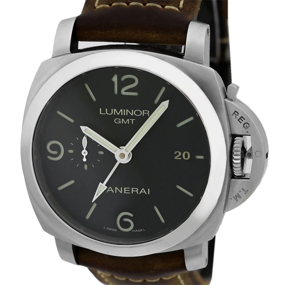 PANERAI STAINLESS STEEL 44MM PAM00320 LUMINOR 1950 8 DAYS GMT BOX WARRANTY (1 of 2)