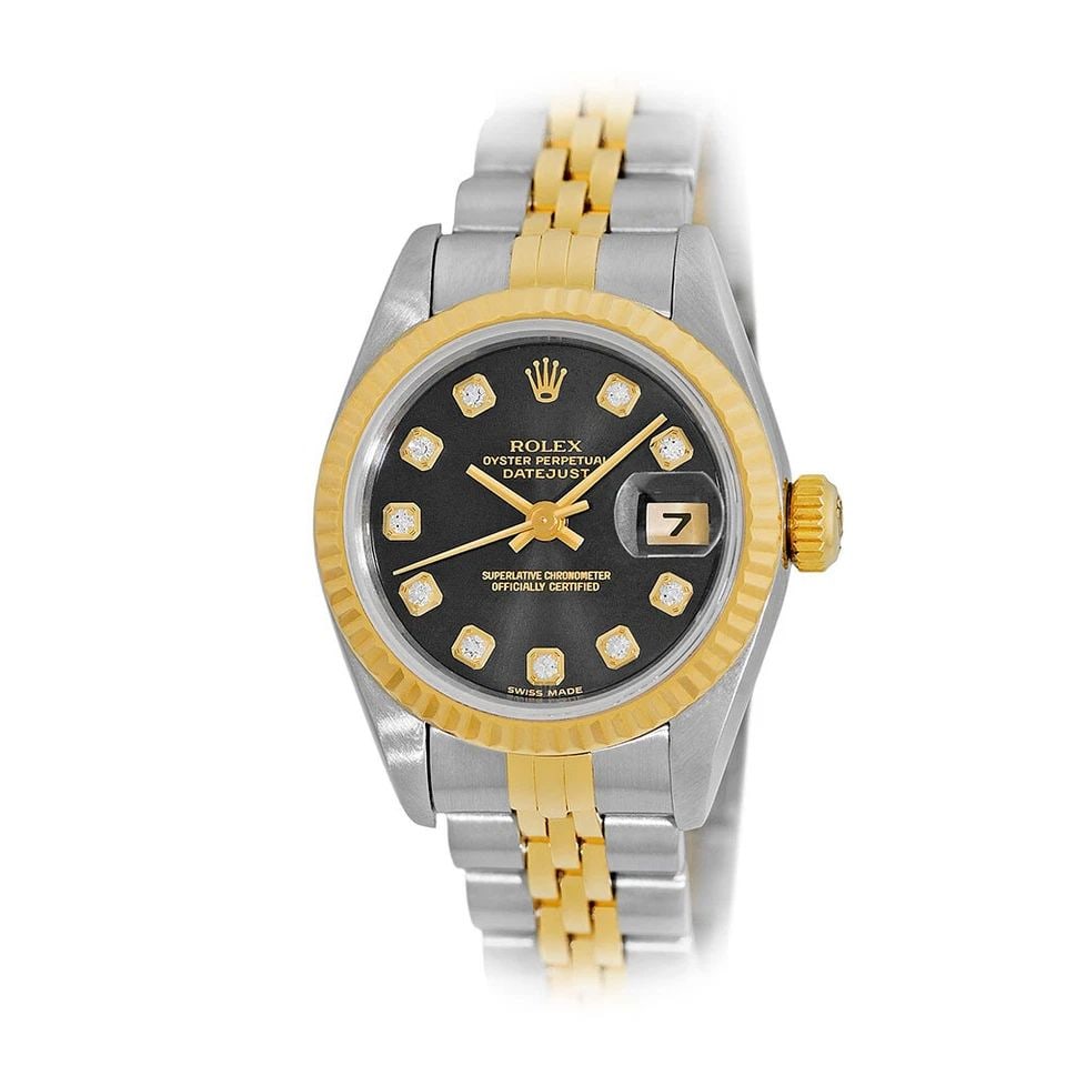 ROLEX STAINLESS STEEL & 18K YELLOW GOLD 26MM DATEJUST 69173 BOX WARRANTY MINTY (1 of 2)