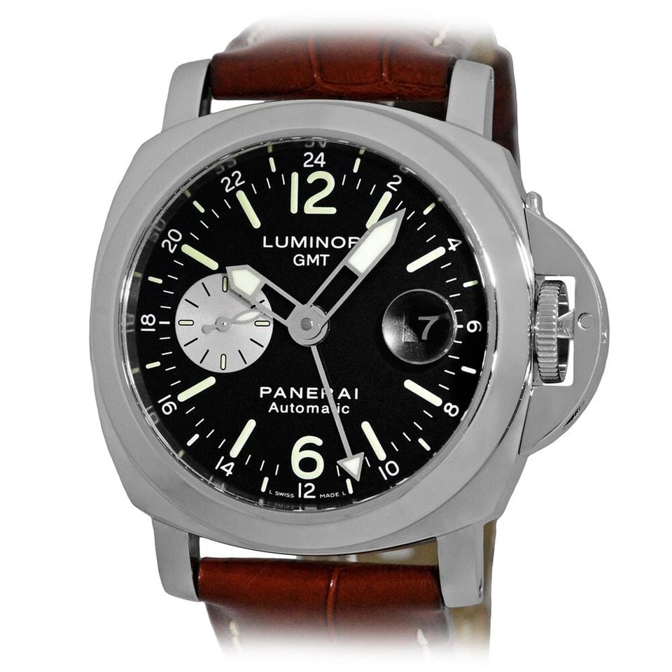 PANERAI STAINLESS STEEL 44MM PAM00088 LUMINOR GMT DUAL TIME BOX WARRANTY MINTY (1 of 2)