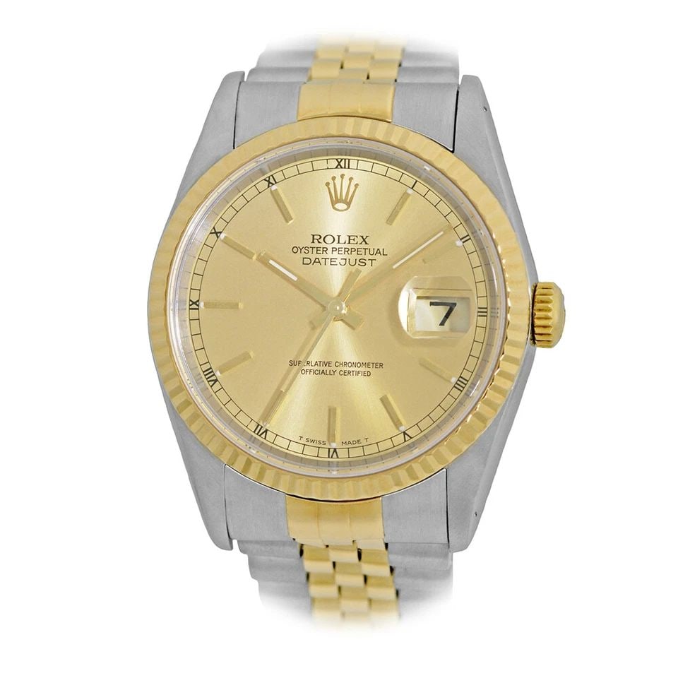 ROLEX STAINLESS STEEL & 18K YELLOW GOLD 36MM DATEJUST 16233 BOX WARRANTY MINTY: ROLEX STAINLESS STEEL & 18K YELLOW GOLD 36MM DATEJUST 16233 BOX WARRANTY MINTY ROLEX Stainless Steel & 18K Yellow Gold 36mm "Datejust" 16233 Box Waranty Pre-Owned Gent's Stainless Steel & 18K Yellow G