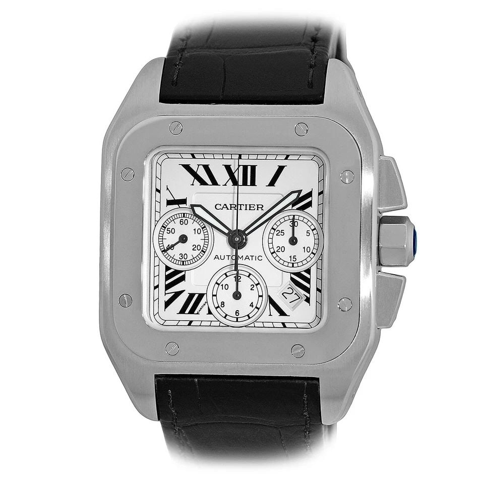 CARTIER STAINLESS STEEL 41MM SANTOS 100 XL W20090X-2740 BOX WARRANTY MINTY (1 of 2)