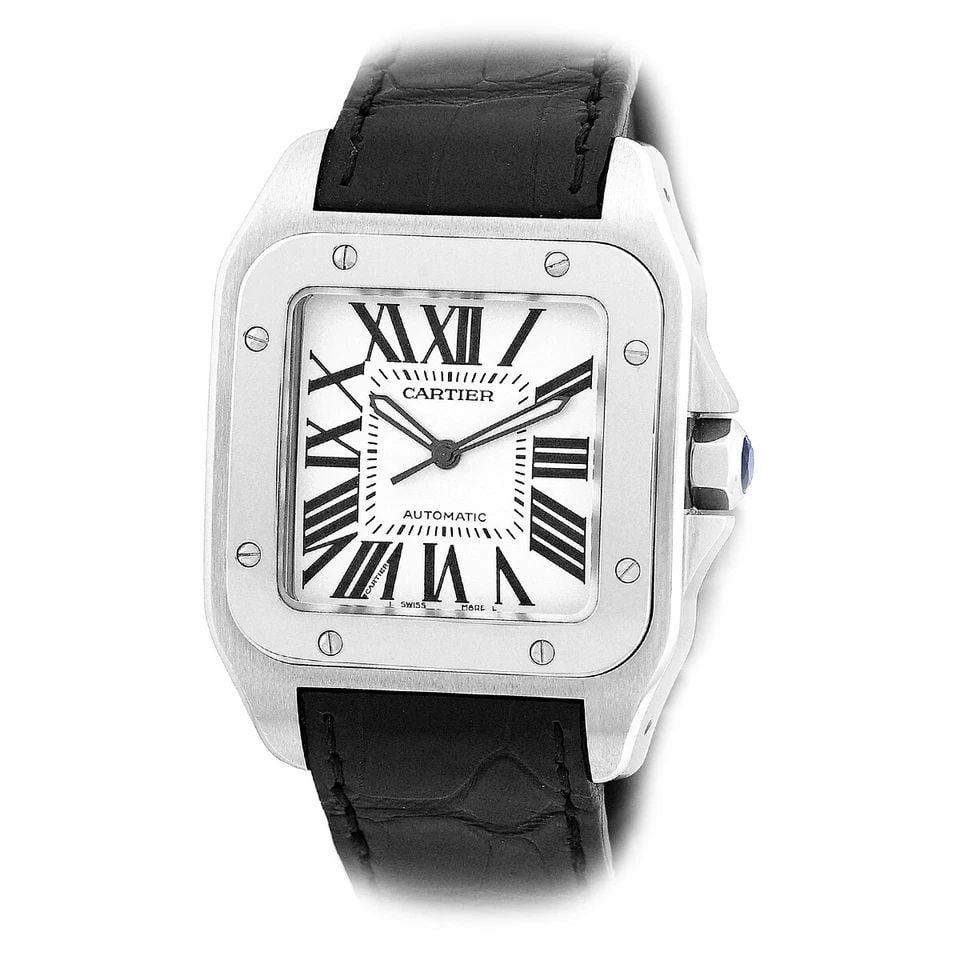 CARTIER LARGE STAINLESS STEEL 38MM SANTOS 100 W20073X8 BOX LIFETIME WARRANTY (1 of 2)