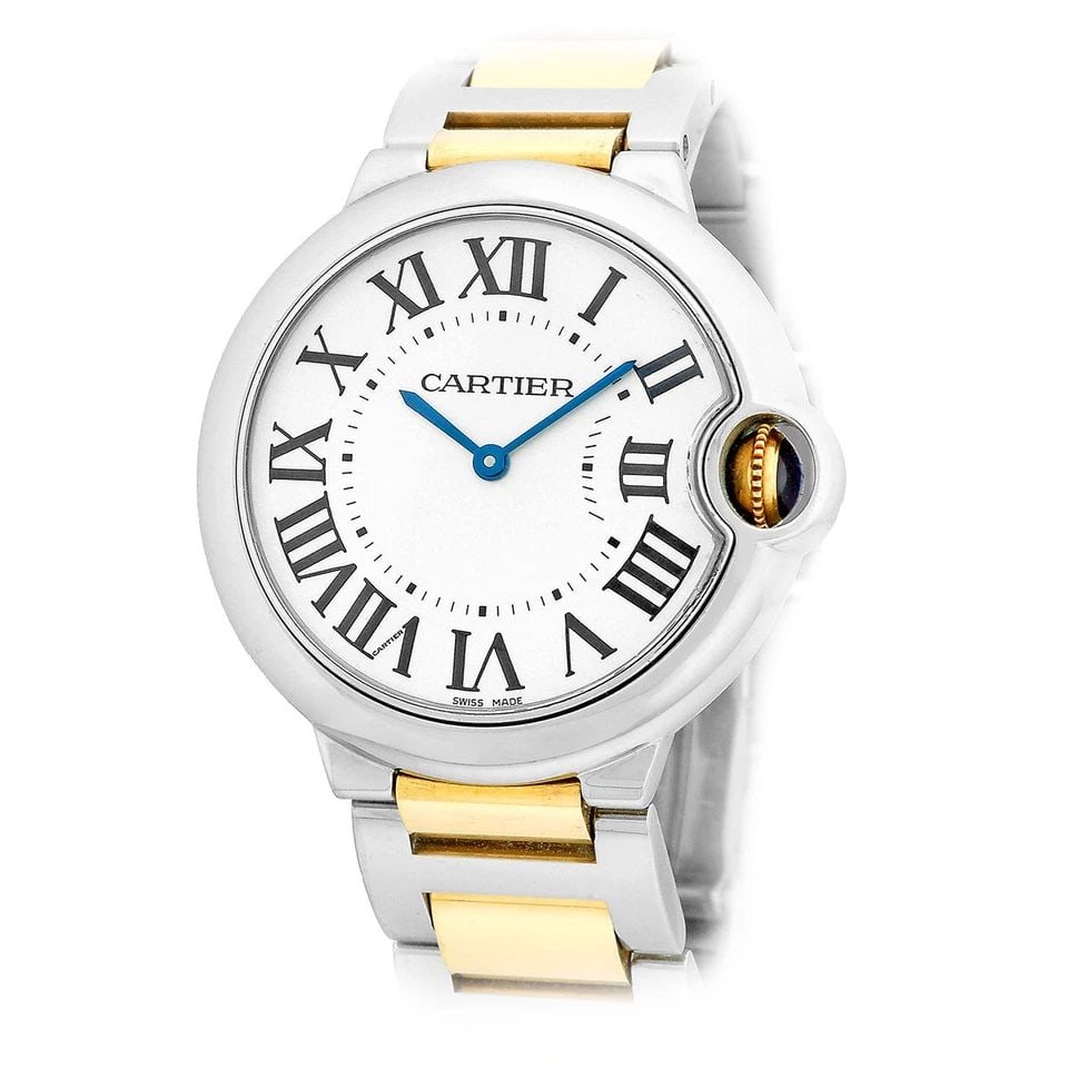 CARTIER MIDSIZE STEEL & 18K YELLOW GOLD 36MM BALLON BLEU W69008Z3 BOX MINTY: CARTIER MIDSIZE STEEL & 18K YELLOW GOLD 36MM BALLON BLEU W69008Z3 BOX MINTY CARTIER Midsize Stainless Steel & 18K Yellow Gold 36mm Ballon Bleu Midsize Stainless Steel & 18K Yellow Gold 36mm Cartier "B