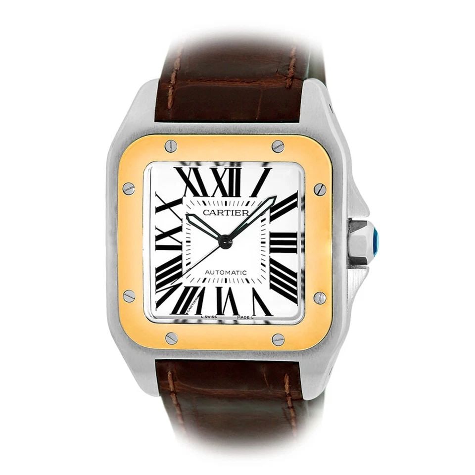 CARTIER STAINLESS STEEL & 18K YELLOW GOLD 38MM SANTOS 100 W20077X7-2656 BOX: CARTIER STAINLESS STEEL & 18K YELLOW GOLD 38MM SANTOS 100 W20077X7-2656 BOX CARTIER Stainless Steel & 18K Yellow Gold 38mm Santos 100 W20077X7-2656 Box Warranty Gent's Stainless Steel & 18K Yellow Gol