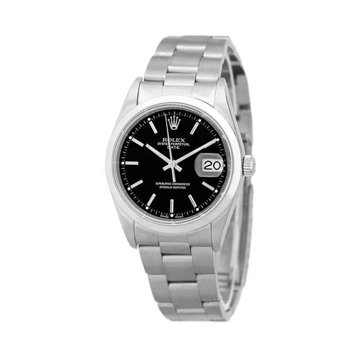 ROLEX STAINLESS STEEL 34MM ROLEX OYSTER PERPETUAL DATE 15200 BOX WARRANTY MINTY: ROLEX STAINLESS STEEL 34MM ROLEX OYSTER PERPETUAL DATE BOX WARRANTY Stainless Steel 34mm Rolex Oyster Perpetual Date 15200 Box Warranty Pre-Owned Stainless Steel 34mm Rolex "Oyster Perpetual" Date Bra