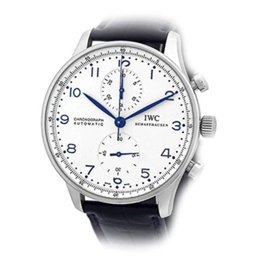 IWC STAINLESS STEEL 41MM PORTUGUESE CHRONOGRAPH # 3714 BOX WARRANTY MINTY (1 of 2)