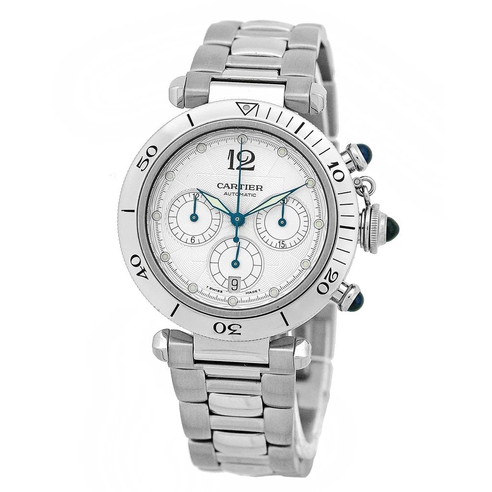 CARTIER STEEL PASHA 38MM CHRONOGRAPH AUTOMATIC MINT (1 of 2)