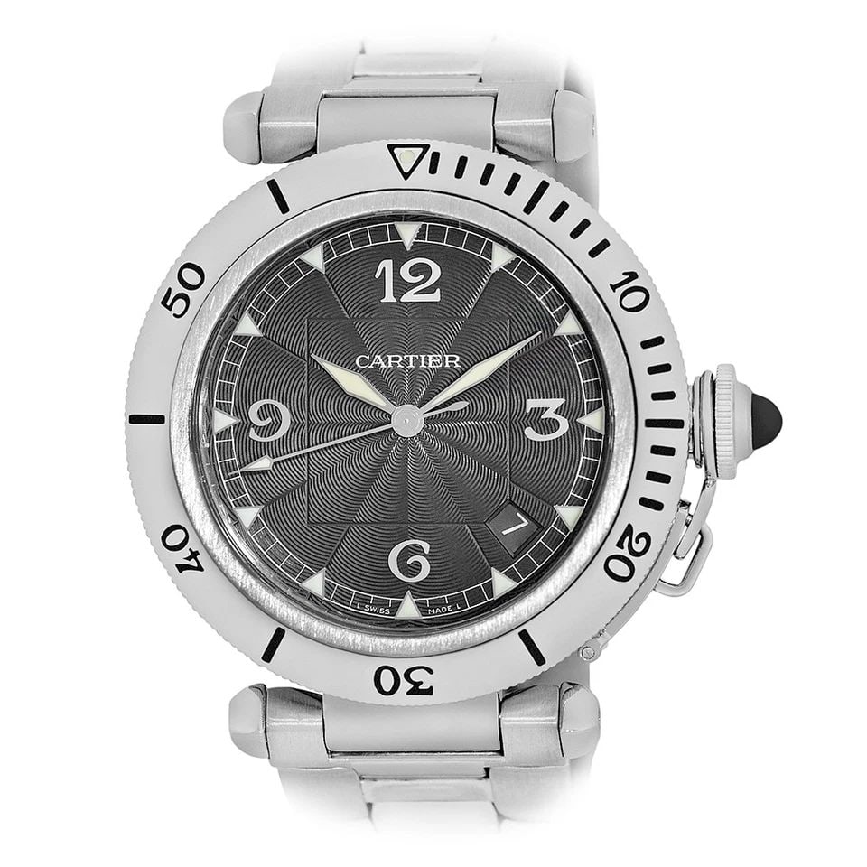 CARTIER STAINLESS STEEL 38MM PASHA DE CARTIER SEATIMER W3106255 BOX WARRANTY (1 of 2)