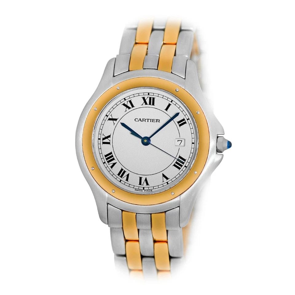 CARTIER STAINLESS STEEL & 18K YELLOW GOLD 33MM PANTHER COUGAR BOX WARRANTY (1 of 2)