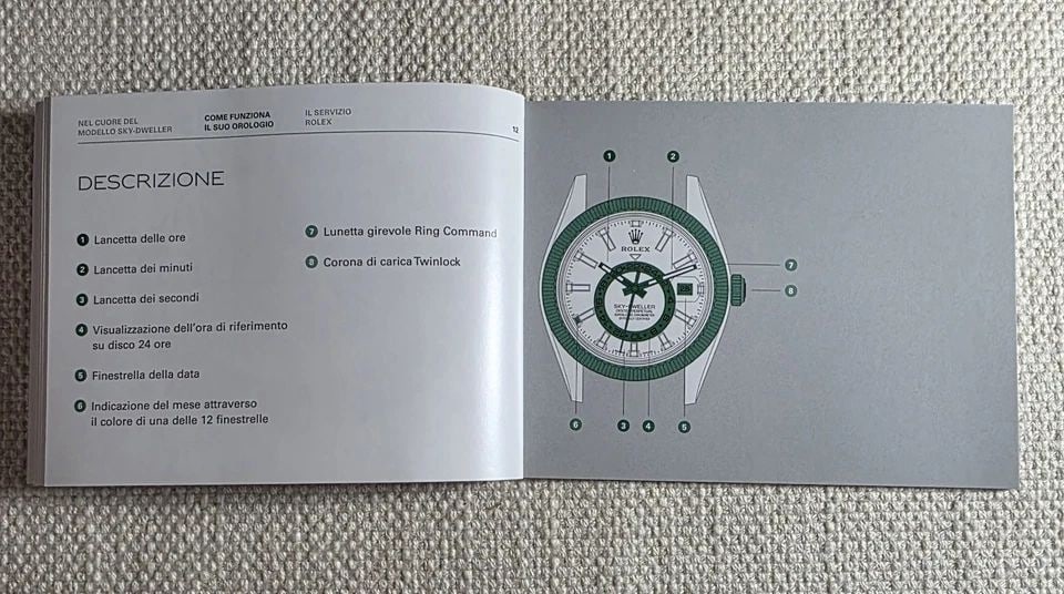 ROLEX SKYDWELLER INSTRUCTION BOOKLET MANUAL ITALIAN 326934 326933 326938 (1 of 2)