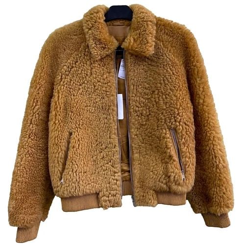 ISABEL MARANT REAL FUR SHEARLING SALVIA BOMBER JACKET DUST YELLOW ( SIZE: 40 ) (1 of 2)