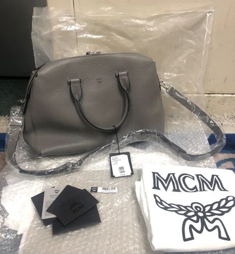MCM TRADESY LARGE ELLA BOSTON BUNGEE CORD LEATHER SATCHE (1 of 2)