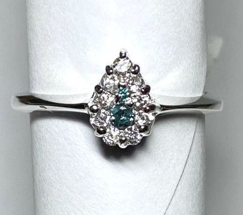 NEW 14K WHITE GOLD PEAR RING, 0.33CTW BLUE/WHITE DIAMONDS (SIZE 6.5) 2.8 GRAM: WOMEN'S 14K WHITE GOLD PEAR SHAPE RING WITH BLUE AND WHITE DIAMONDS (SIZE 6.5) Women's 14k White Gold Pear Shape Ring with Blue and White Diamonds (Size 6.5) You are bidding on a new with tags Women's