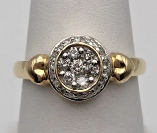 NEW 14K GOLD RING WITH ROUND HEAD/HEARTS, 0.35CTS DIAMONDS (SIZE 7.25) 3.4 GRAM: 14K YELLOW GOLD RING WITH ROUND HEAD/HEARTS SET WITH 0.35 CTS DIAMONDS SIZE 7.25 14k Yellow Gold Ring with Round Head/hearts set with 0.35 cts Diamonds size 7.25 You are bidding on a 14k Yellow Gold R