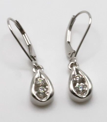 14K WHITE GOLD DANGLE STYLE EARRINGS WITH 0.25CTS OF DIAMONDS 3 GRAMS (1 of 2)