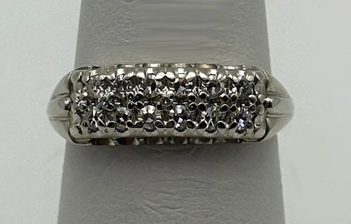 10K WHITE GOLD RING SET WITH 0.36CTW VS NATURAL DIAMONDS (SIZE 6.5) 3.3 GRAMS (1 of 2)