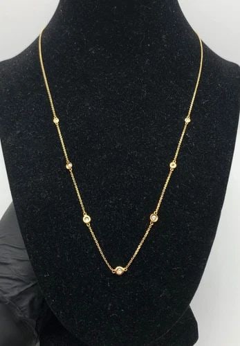 ROSS SIMONS 14K GOLD 0.33CTW BEZEL-SET DIAMOND STATION NECKLACE (20") 2.2 GRAM (1 of 2)