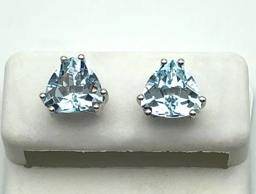 14K WHITE GOLD EARRINGS WITH 4.5CTW SKY BLUE TOPAZ 2.9 GRAMS (1 of 2)