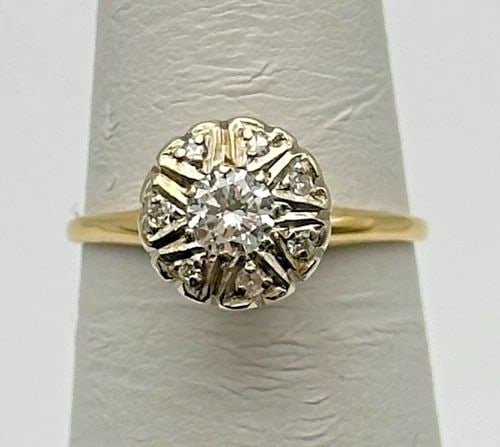 14K GOLD ANTIQUE RING WITH 0.36CTW NATURAL DIAMONDS (SIZE 6.5) 2.3 GRAMS (1 of 2)