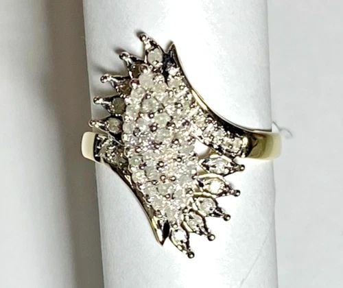 NEW 10K GOLD CLUSTER COCKTAIL STYLE RING WITH 0.50CTW DIAMONDS (SIZE 7) 3.3G (1 of 2)