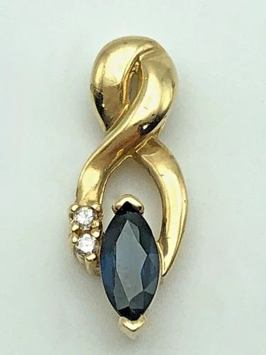 14K GOLD INFINITY PENDANT WITH 0.50CT NATURAL SAPPHIRE, DIAMONDS ( 2.1 GRAMS ): 14K GOLD INFINITY PENDANT WITH NATURAL SAPPHIRE, 0.03CTS OF DIAMONDS 2.1 GRAMS 14k Gold Infinity Pendant with Natural Sapphire, 0.03cts of Diamonds Condition: Used Material: 14k Yellow Gold Pendant Si