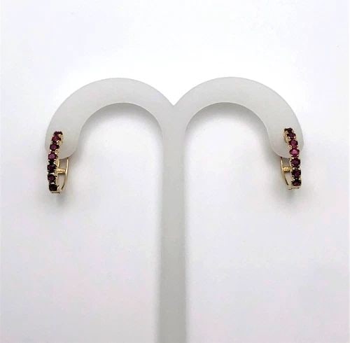 14K GOLD HOOP EARRINGS WITH 1.0CTW NATURAL RUBIES 2.2 GRAMS (1 of 2)