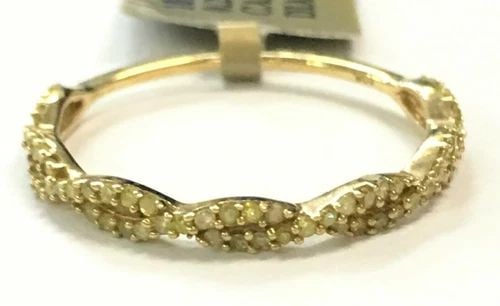 NEW 10K GOLD INTERTWINED RING, 0.25CTS YELLOW DIAMONDS (SIZE 6.75) 1.1 GRAM (1 of 2)