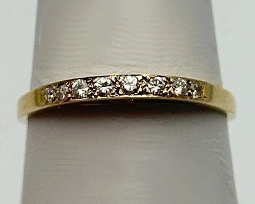 14K YELLOW GOLD RING/BAND WITH 0.12CTW NATURAL DIAMONDS (SIZE 8) 1.8 GRAM: 14K YELLOW GOLD RING BAND WITH 0.12CTW DIAMONDS 14k Yellow Gold Ring with Diamonds You are bidding on a 14k Yellow Gold Ring with Diamonds. The ring has been fully restored by our in house Jewelers. T